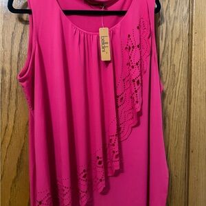 Bellini Fuchsia Sleeveless Blouse with Cut-Out Design